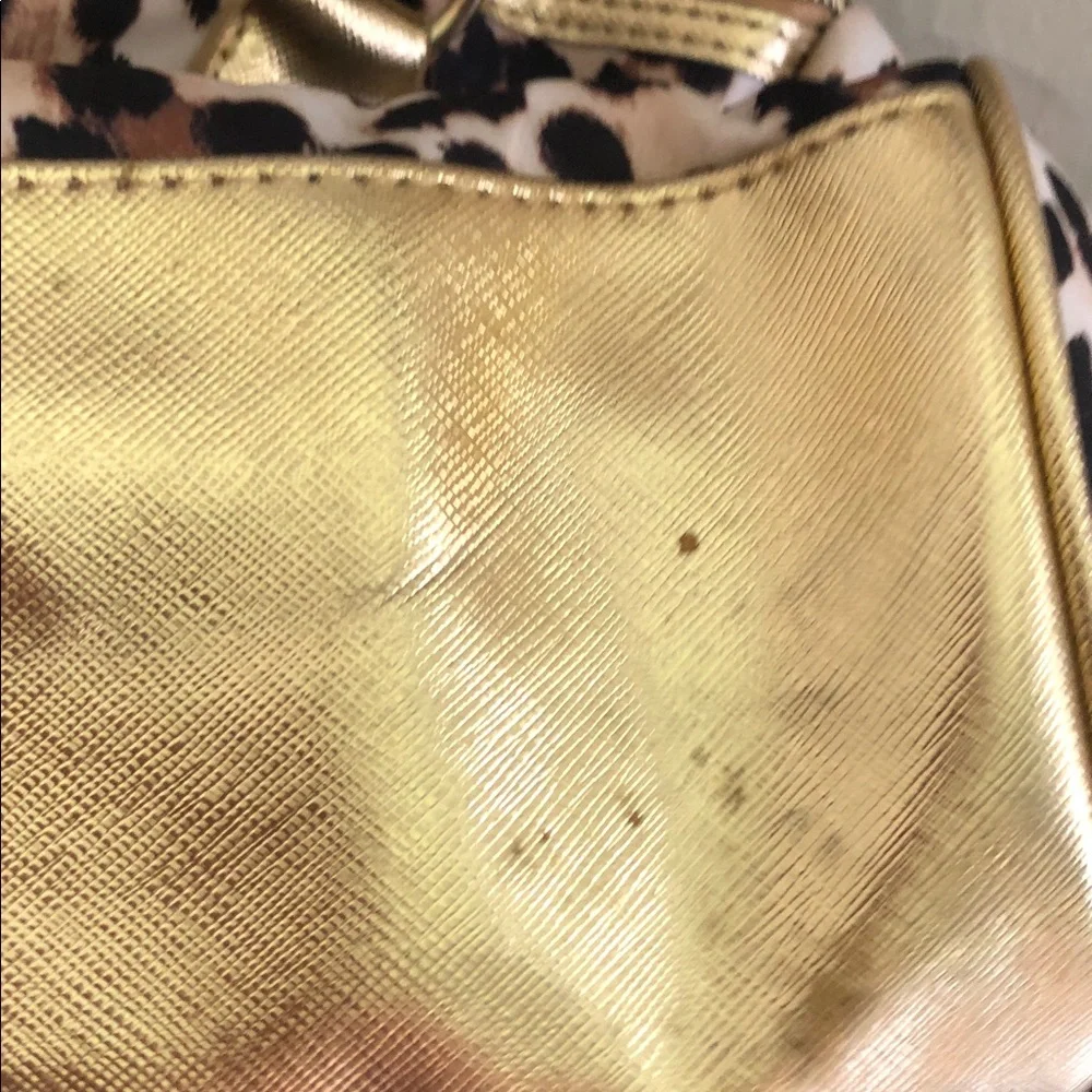 Y2k Victoria's Secret Leopard Print Satchel with Gold Accents